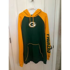 Reebok Men's Green Bay Packers Yellow & Green Long Sleeve Logo Hoodie XL Tall
